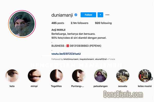 bio instagram pribadi anji