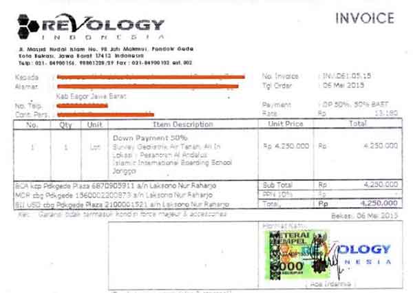 contoh invoice proyek